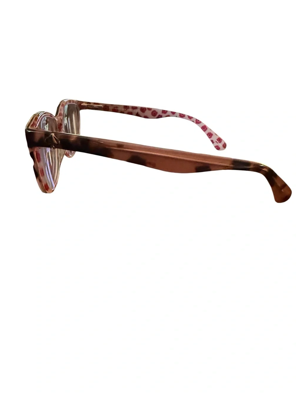 Kate Spade Tortoise Shell Cat-Eye Glasses with Pink Temple Accents